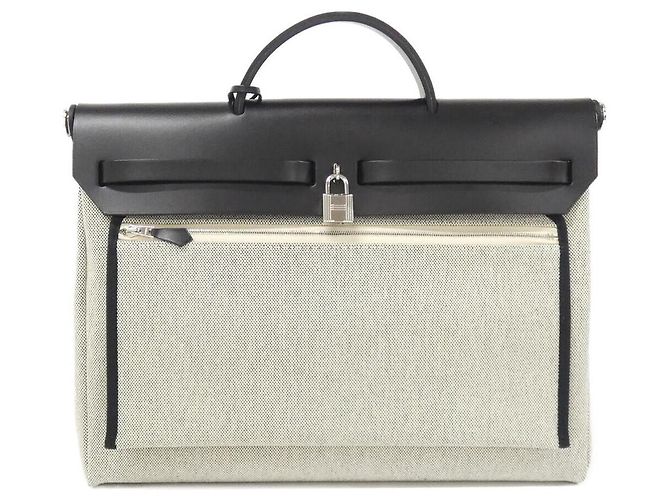 Hermès Borsa a Tracolla Hermes Herbag Zip Toile Ash Vache Hunter - vista 2