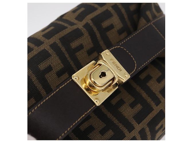 FENDI Zucca Canvas Vanity Hand Bag Black Brown - vista 14