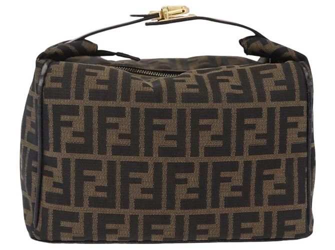 FENDI Zucca Canvas Vanity Hand Bag Black Brown - vista 2