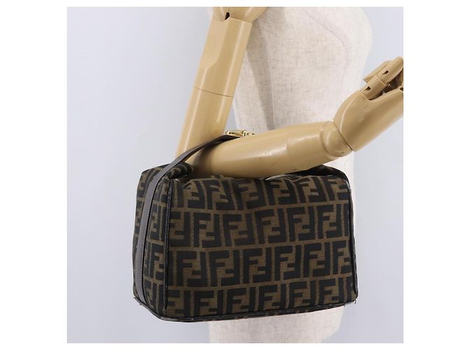 FENDI Zucca Canvas Vanity Hand Bag Black Brown - vista 26