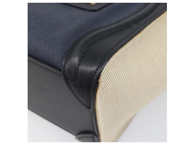 Céline CELINE Luggage Nano Shopper Hand Bag Canvas 2way Navy Black - vista 17