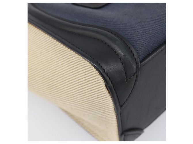 Céline CELINE Luggage Nano Shopper Hand Bag Canvas 2way Navy Black - vista 18