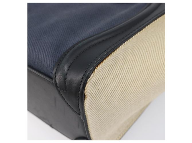 Céline CELINE Luggage Nano Shopper Hand Bag Canvas 2way Navy Black - vista 19
