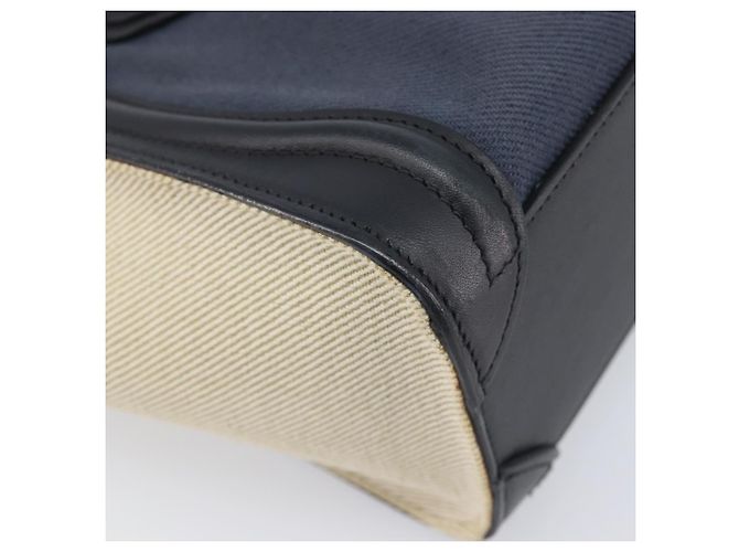 Céline CELINE Luggage Nano Shopper Hand Bag Canvas 2way Navy Black - vista 20