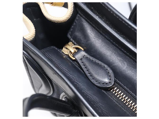 Céline CELINE Luggage Nano Shopper Hand Bag Canvas 2way Navy Black - vista 22