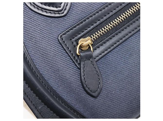 Céline CELINE Luggage Nano Shopper Hand Bag Canvas 2way Navy Black - vista 27