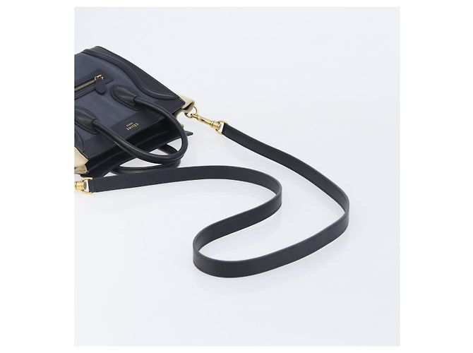 Céline CELINE Luggage Nano Shopper Hand Bag Canvas 2way Navy Black - vista 8