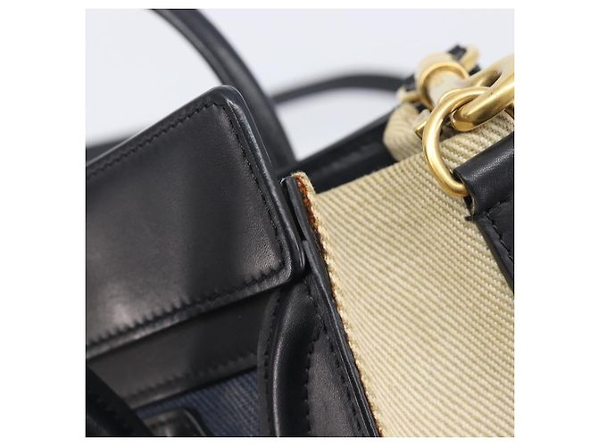 Céline CELINE Luggage Nano Shopper Hand Bag Canvas 2way Navy Black - vista 9
