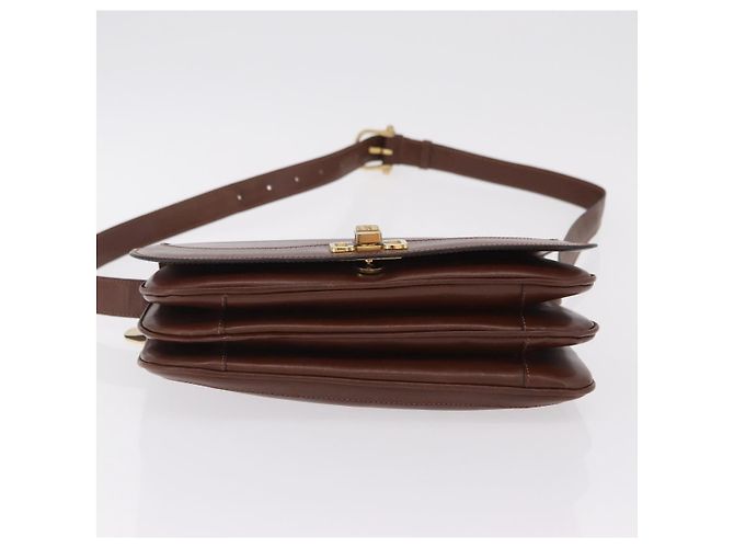 Céline CELINE Triomphe Shoulder Bag Leather Brown Gold Tone - vista 11