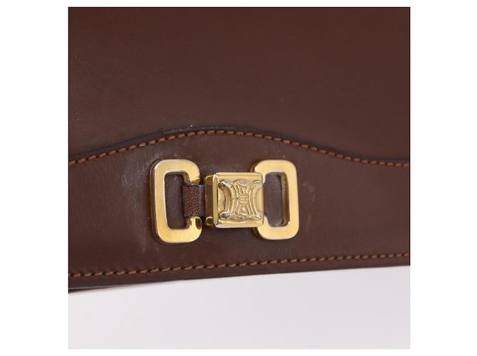 Céline CELINE Triomphe Shoulder Bag Leather Brown Gold Tone - vista 16