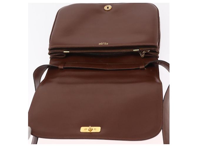 Céline CELINE Triomphe Shoulder Bag Leather Brown Gold Tone - vista 17
