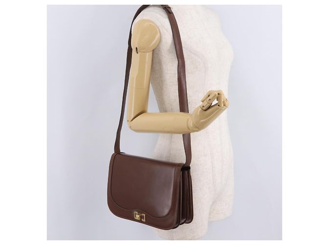 Céline CELINE Triomphe Shoulder Bag Leather Brown Gold Tone - vista 28
