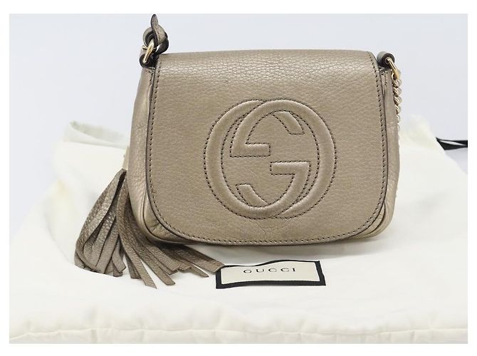 GUCCI Soho Chain Shoulder Bag Leather Gold 323190 - vista 25