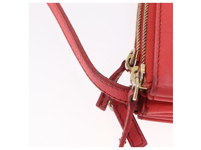 Céline CELINE Trio Shoulder Bag Leather Red Gold Tone - vista 11