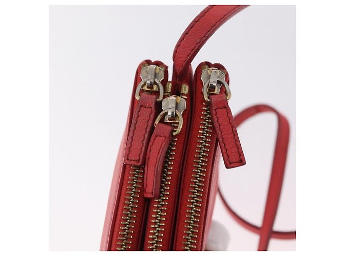 Céline CELINE Trio Shoulder Bag Leather Red Gold Tone - vista 17