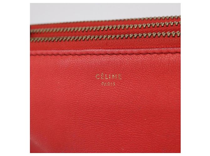 Céline CELINE Trio Shoulder Bag Leather Red Gold Tone - vista 18