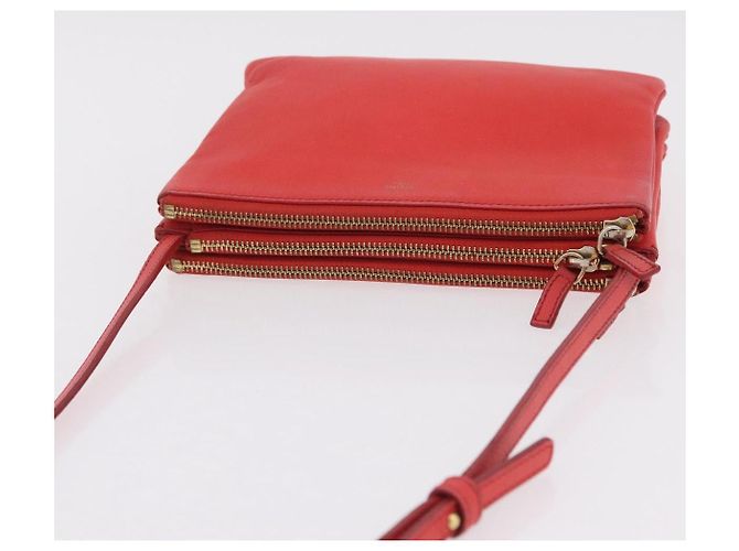 Céline CELINE Trio Shoulder Bag Leather Red Gold Tone - vista 6