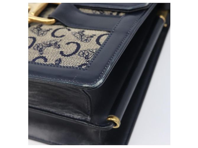 Céline CELINE C Saluki Shoulder Bag Canvas Navy Gold Tone - vista 12