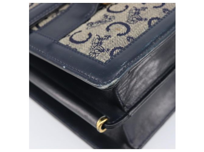 Céline CELINE C Saluki Shoulder Bag Canvas Navy Gold Tone - vista 13