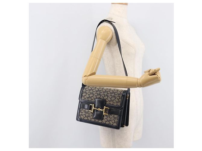 Céline CELINE C Saluki Shoulder Bag Canvas Navy Gold Tone - vista 26