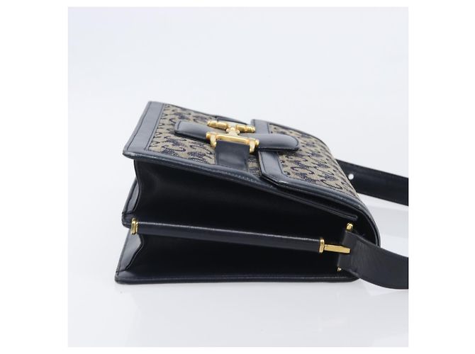 Céline CELINE C Saluki Shoulder Bag Canvas Navy Gold Tone - vista 5