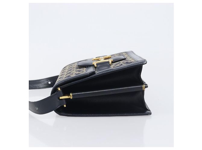 Céline CELINE C Saluki Shoulder Bag Canvas Navy Gold Tone - vista 6