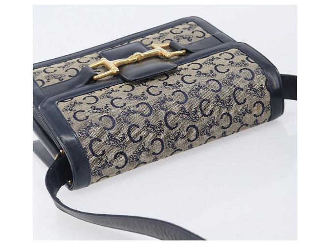 Céline CELINE C Saluki Shoulder Bag Canvas Navy Gold Tone - vista 7