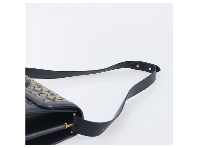 Céline CELINE C Saluki Shoulder Bag Canvas Navy Gold Tone - vista 9