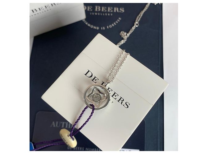 Collana De Beers Lotus Collection in Oro Bianco e Diamanti - vista 4