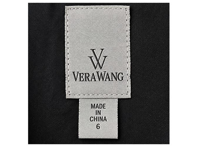 Vera Wang Abendkleid aus schwarzem besticktem Tüll - Ansicht 6