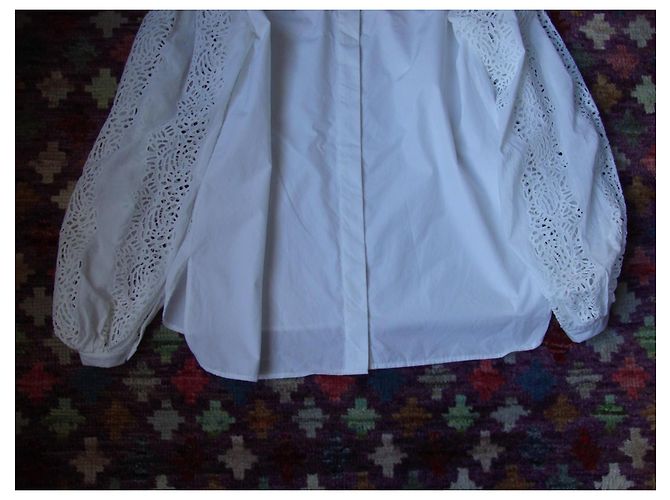 Autre Marque Hanane Hotait Camisa de Algodón Blanco Broderie Anglaise - vista 3