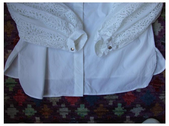 Autre Marque Hanane Hotait Camisa de Algodón Blanco Broderie Anglaise - vista 8