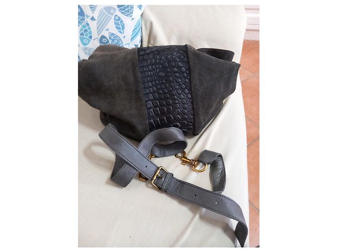 Borsa a tracolla Liebeskind Berlin in camoscio e pelle embossed coccodrillo - vista 14
