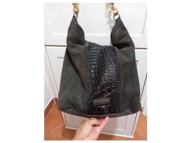 Borsa a tracolla Liebeskind Berlin in camoscio e pelle embossed coccodrillo - vista 2