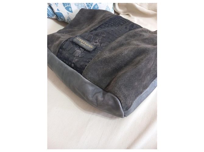 Borsa a tracolla Liebeskind Berlin in camoscio e pelle embossed coccodrillo - vista 8