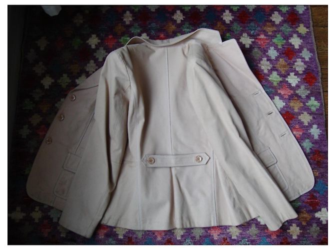 Autre Marque Beige Lederjacke mit Kettenprint-Futter - Ansicht 2