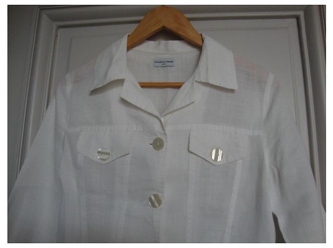 Autre Marque Renatto Bene weißes Leinenjacket - Ansicht 2