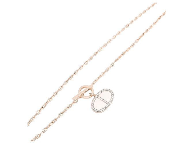 Collana Hermès "Chaîne d'Ancre Contour" in oro rosa e diamanti. - vista 4