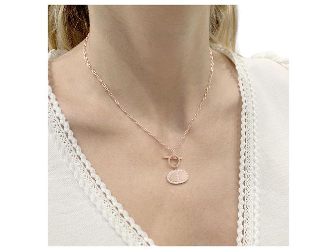 Collana Hermès "Chaîne d'Ancre Contour" in oro rosa e diamanti. - vista 5