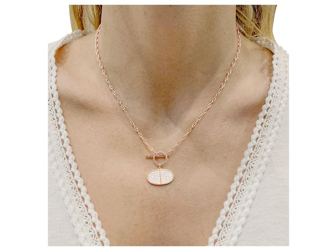 Collana Hermès "Chaîne d'Ancre Contour" in oro rosa e diamanti. - vista 6