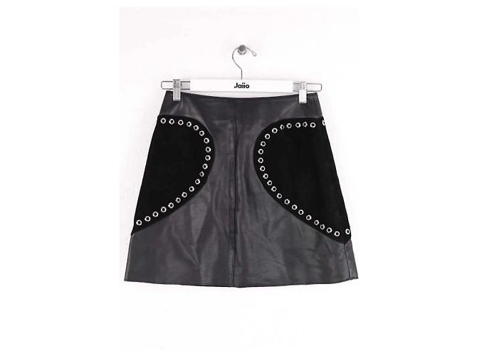 Minifalda de cuero negra Maje - vista 3