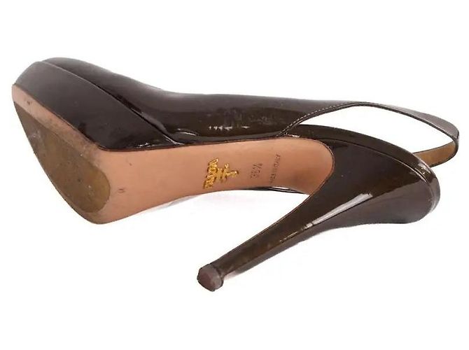 Prada Absatzschuhe aus Lackleder Khaki - Ansicht 6