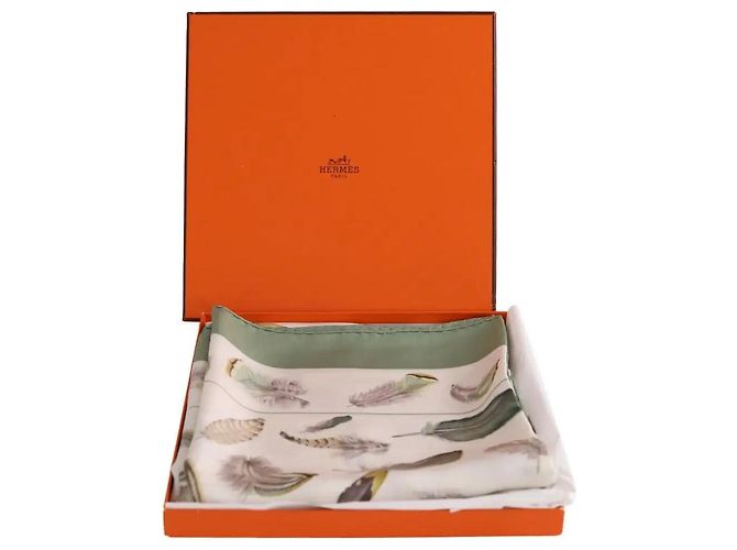 Foulard Hermès Carré in seta verde - vista 5