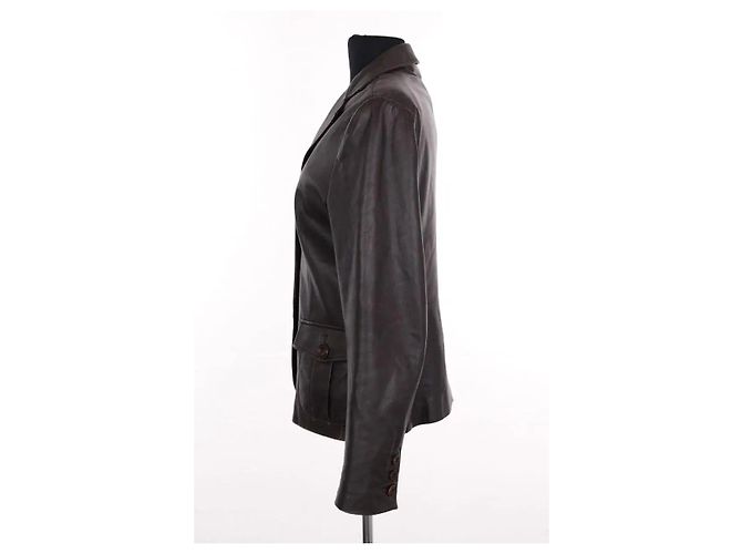 Chaqueta Max Mara de cuero marrón - vista 3