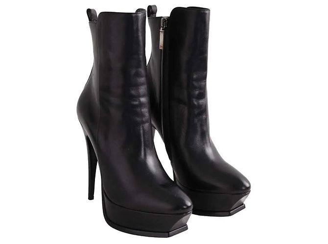 Autre Marque Botas Saint Laurent de cuero negro - vista 3