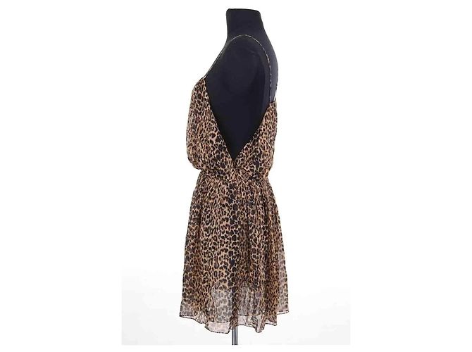 Autre Marque Vestido Saint Laurent de seda marrón - vista 3