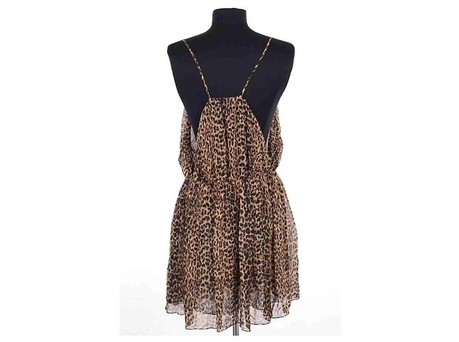 Autre Marque Vestido Saint Laurent de seda marrón - vista 4
