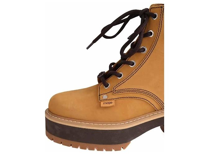 Maje Schnürstiefel aus Leder camel - Ansicht 4