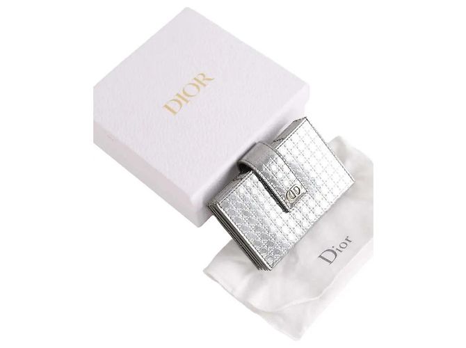 Tarjetero Dior de cuero plateado - vista 6