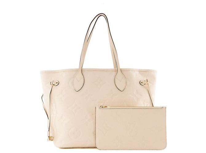 LOUIS VUITTON - Louis Vuitton Neverfull MM Shopper aus beigem Empreinte-Leder - Ansicht 2